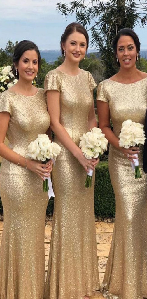 Free Custom Sequin Sparkly Simple Most Popular High Quality Unique Bridesmaid Dresses, PD0536