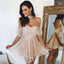 Cute Lace Pink Off-shoulder Sweetheart A-line Short Homecoming Dress, CM540