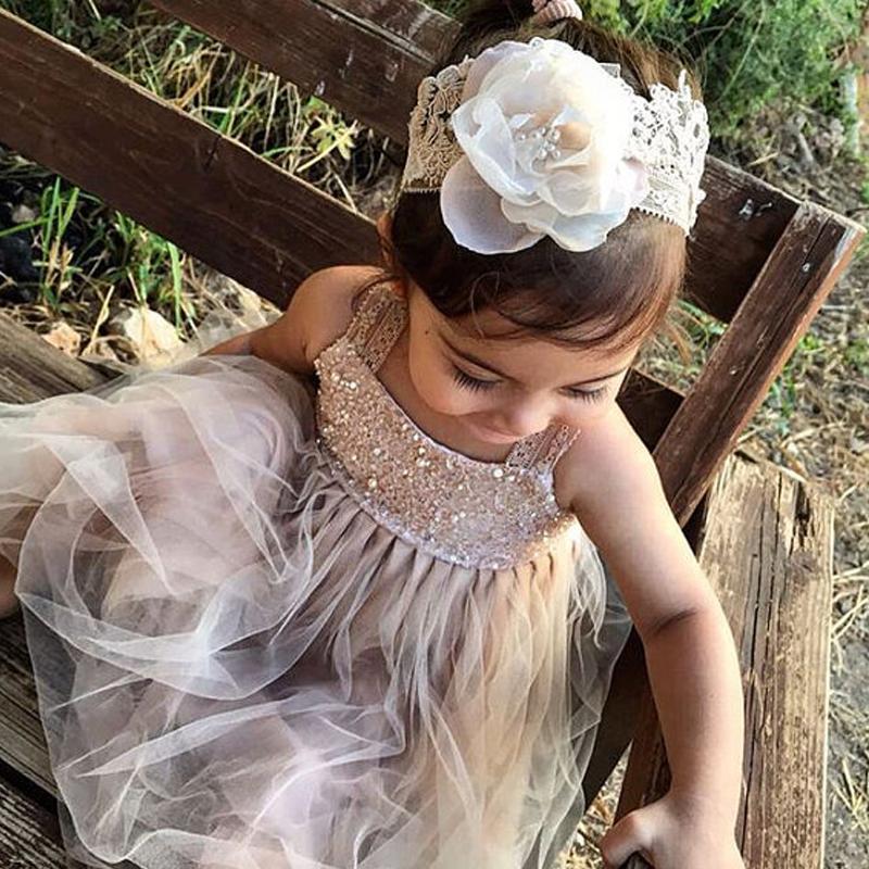 Strap Beaded Sequin Top Tulle A-line Flower Girl Dresses, Lovely Little girl Dresses, FG066