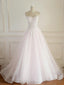 Strapless Pale Pink Long Custom Cheap Custom Wedding Dresses, WD308