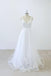 2018 Simple V Neck Lace Chapel Tail A-line White Wedding Dresses Online, WD372 - SposaBridal