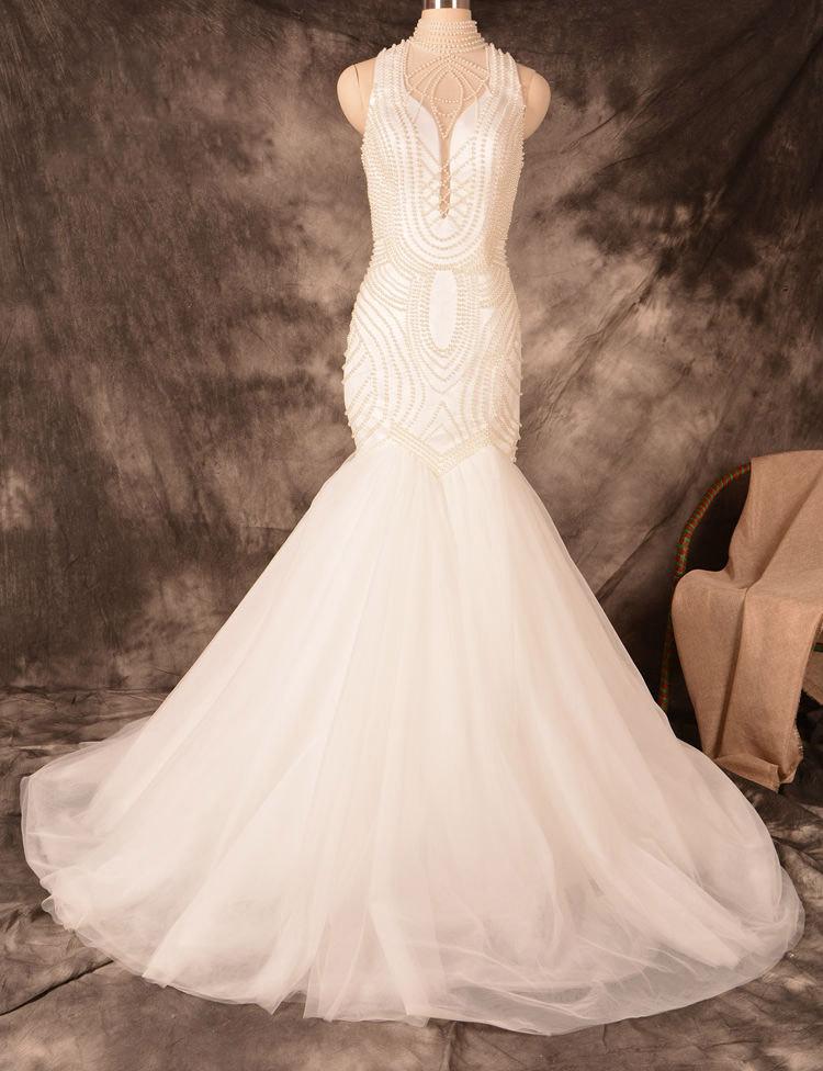 New Arrival Beading Mermaid Custom Unique Glamorous Wedding Dress, Bridals Dress, WD0256