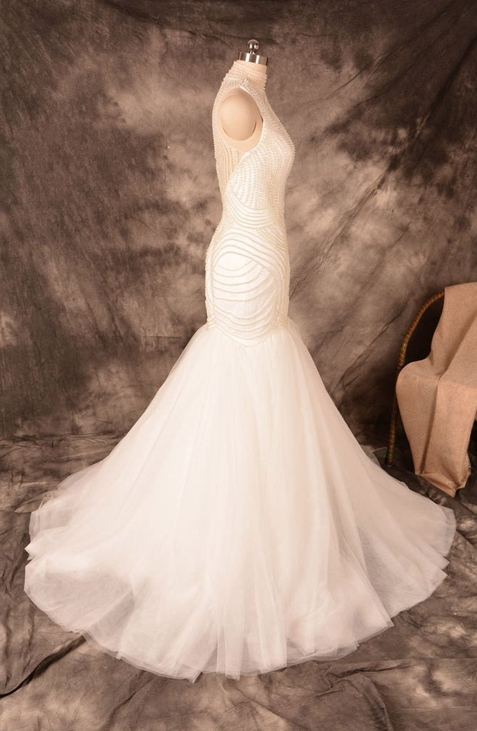 New Arrival Beading Mermaid Custom Unique Glamorous Wedding Dress, Bridals Dress, WD0256