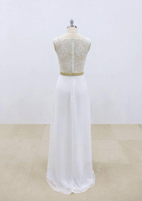 See Through Lace Sheath Cheap Beach Wedding Dresses Online, WD385