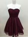 Sweetheart Cute Simpe Maroon Short Lace Homecoming Dresses, CM491