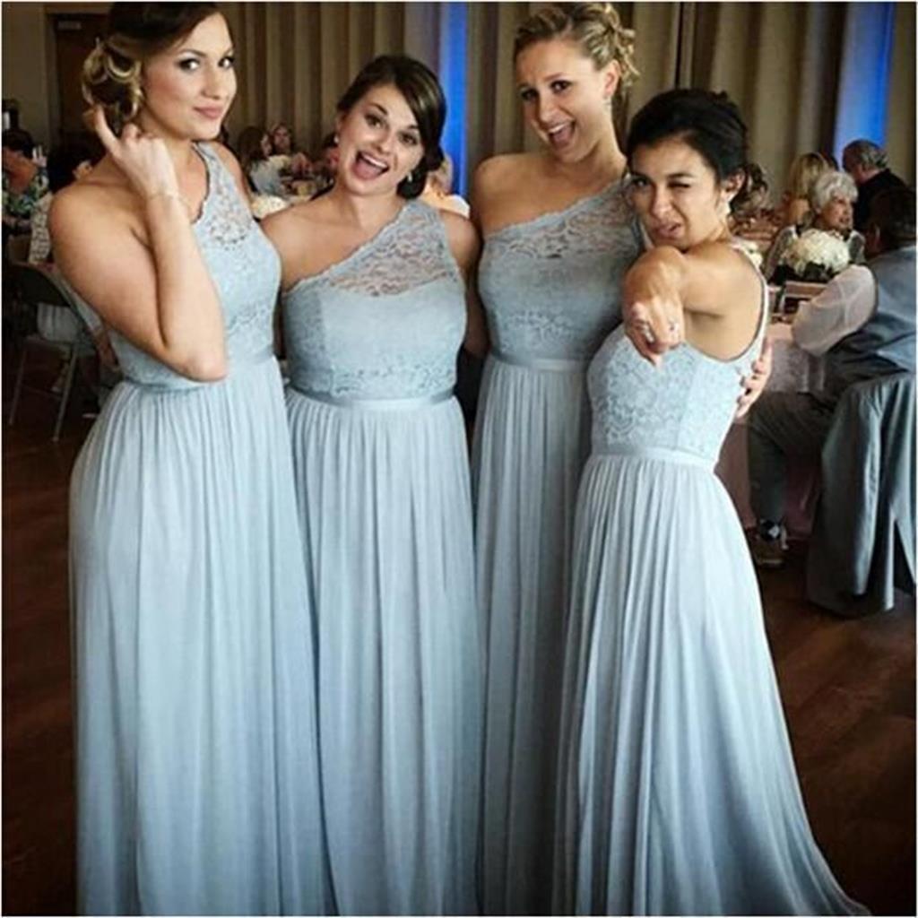 Custom Lace One Shoulder Bridesmaid Dresses, Simple Fashion Popular Bridesmaid Dress, PD0431