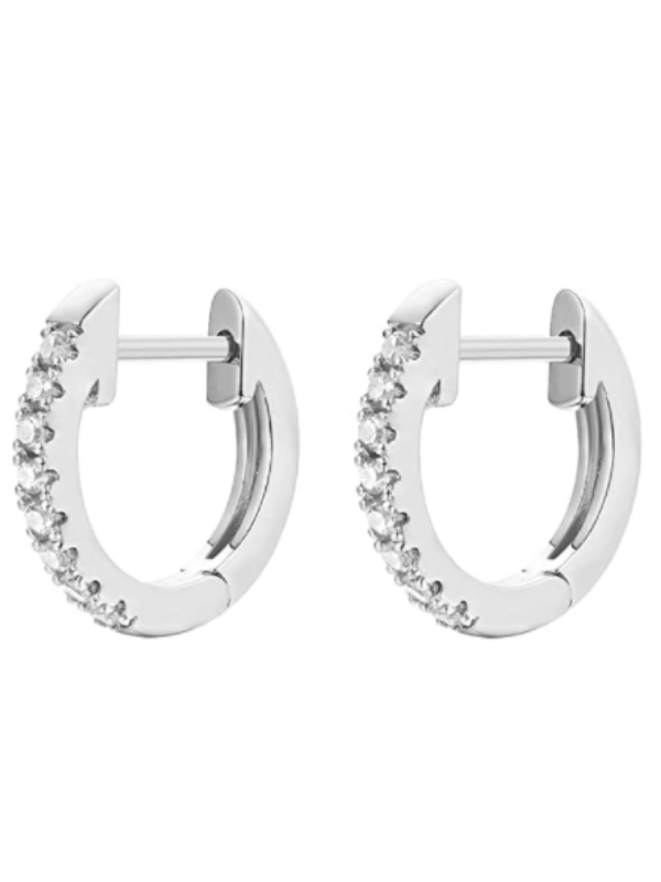 Sterling Silver Deluxe Row Of Diamonds Earrings, GIFT04