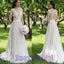 Long V Back Tulle and Lace A-line Simple Soft Affordable Wedding Dresses, beach wedding dresses,  PD0559