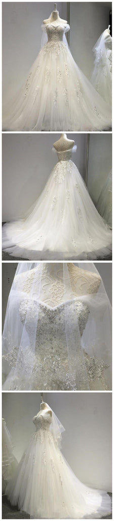 Long A-line  beading Formal Custom beautiful Cheap Wedding Dresses,  WD0232