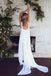 Spahgetti Straps V Neck Side Slit Simple Beach Wedding Dresses, WD327