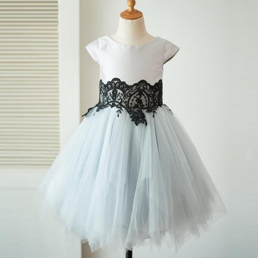 Cap Sleeves Tulle With Lace Lovely Beautiful Cheap Short  Wedding Flower Girl Dresses, FG0093 - SposaBridal