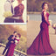 Burgundy Jersey Long Sleeve Lace Wedding Dresses, Popular Prom Dresses, WD0060 - SposaBridal