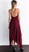 Sexy Spaghetti Strap Burgundy High-low Side-slit A-line Cheap Homecoming Dress, CM512