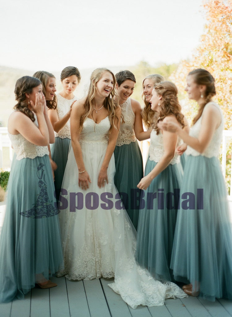 Long Lace Scoop Sleeveless Formal Bridesmaid Dresses, Most Popular Bridesmaid Dress Online, PD0524