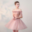 Dusty Pink Off Shoulder Short Sleeves Cheap Homecoming Dresses 2018, CM546