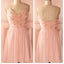 peach pink spaghetti strap simple mini freshman homecoming prom bridesmaid dress,BD0074