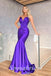 Sexy Soft Satin Sweetheart V-Neck Sleeveless Mermaid Long Prom Dresses, PD3591