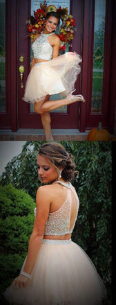 New arrival two pieces open back charming  sparkly freshman homecoming prom dress,BD0081