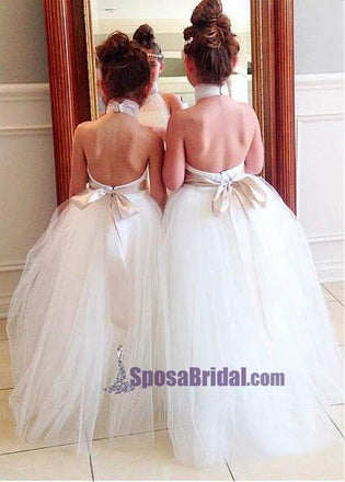 High Neck Custom Backless Lovely Cute Popular Flower Girl Dresses, Junior Bridesmaid Dresses, FG112