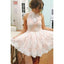 Popular Modest Junior High Neck Appliques Short Lace Homecoming Dresses, BD0247