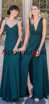 A-line Mismatched Teal Cheap Long Bridesmaid Dresses WG868