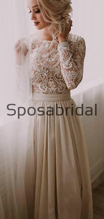 A-line Tulle Top Lace Beach Vintage Long Wedding Dresses WD0567