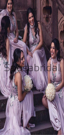 A-line Unique Design Elegant Bridesmaid Dresses with Appliques WG747
