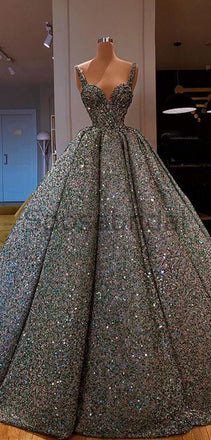 A-line Gorgeous Sparkly Sequin Shining Unique Design Long Fashion Prom Dresses, Ball gown PD1529