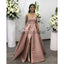 A-line Long Satin Simple Elegant High Quality Fashion Prom Dresses PD1804