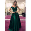 A-line Off the Shoulder Satin Green Elegant Modest Formal Prom Dresses PD1723