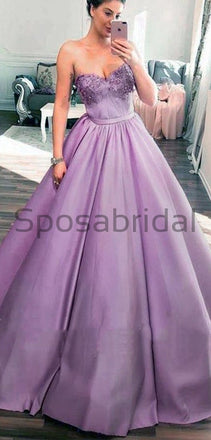 A-line Purple Strapless Unique Deisgn Vintage Elegant Prom Dresses, Ball Gown PD1727