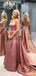 A-line Spagheti Straps Simple Sparkly Formal Long Modest Prom Dresses PD1608