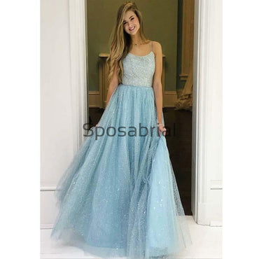 A-line Spaghetti Straps Vintage Tulle Modest Prom Dresses PD2023