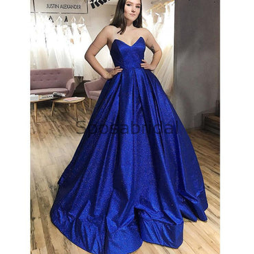 A-line Stapless Royal Blue Gorgeous Popular Sparkly Prom Dresses PD2135