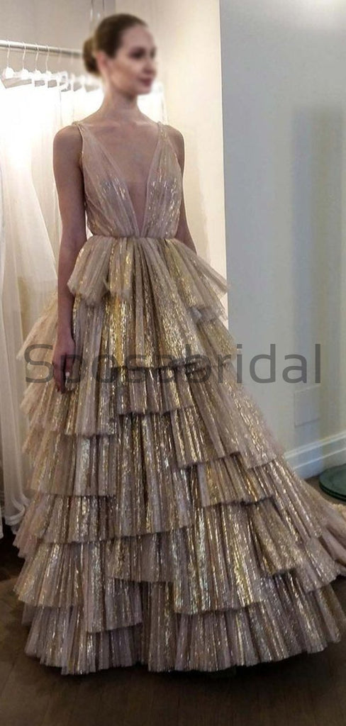 A-line Unique Design V-Neck Long Modest Fashion Formal Prom Dresses PD1751