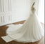 A-line White Ivory Elegant Weeding Dresses, Princess Summer Free Custom Bridal Gowns with Bow, WD0269 - SposaBridal