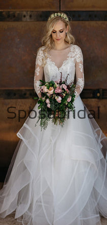 Attractive Top Lace Long Sleeves A-line Long Wedding Dresses WD0570