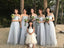 Blue A-Line Chiffon Off Shoulder Simple Soft Cheap Bridesmaid Dresses, Tulle Charming Custom Convertible Bridesmaid Dress Online, WG248 - SposaBridal