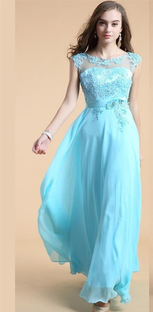 Blue A-line Pretty Cheap Party Evening Long Prom Dresses Online,PD0126