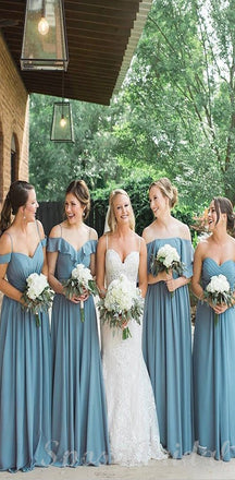 Blue Mismtched A-line Popular High Quality Chiffon Long Bridesmaid Dresses WG565