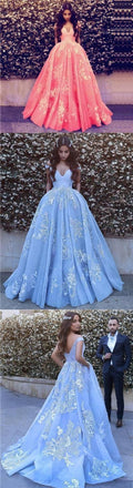 Blue Off  The Shhoulder V-Neck Long Prom Gown, Formal High  Quality Floor-length Prom Dresses,PD1147