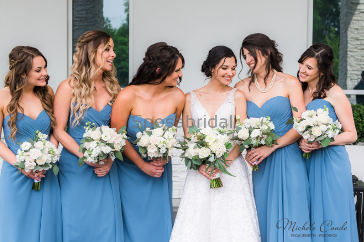 Blue Sweetheart A-line Simple Cheap Chiffon Bridesmaid Dresses WG610