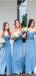 Blue Sweetheart A-line Simple Cheap Chiffon Bridesmaid Dresses WG610