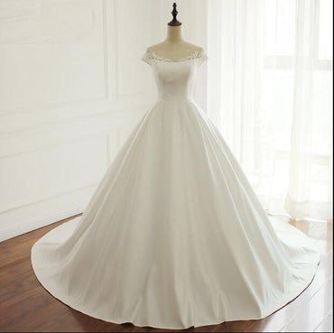 Cap Sleeves Simple Modest Wedding Dresses, Fashion Most Popular New Arrival Prom Gowns, WD0270 - SposaBridal