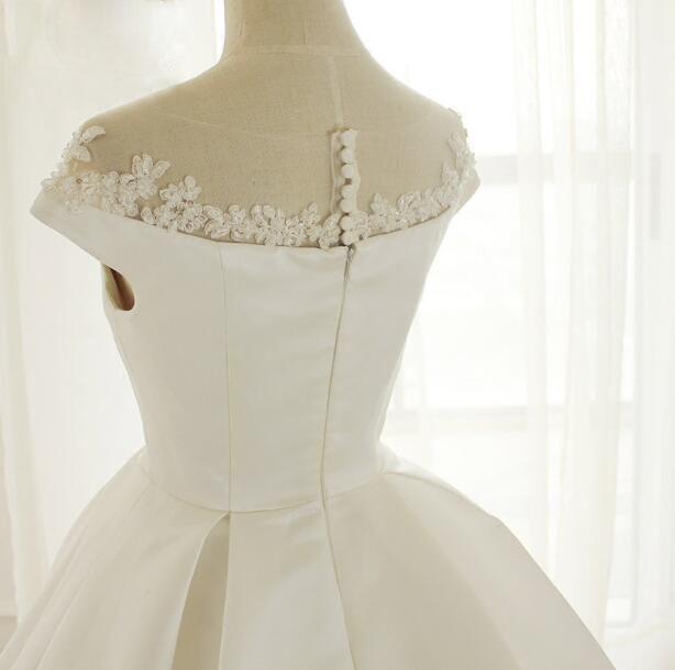 Cap Sleeves Simple Modest Wedding Dresses, Fashion Most Popular New Arrival Prom Gowns, WD0270 - SposaBridal