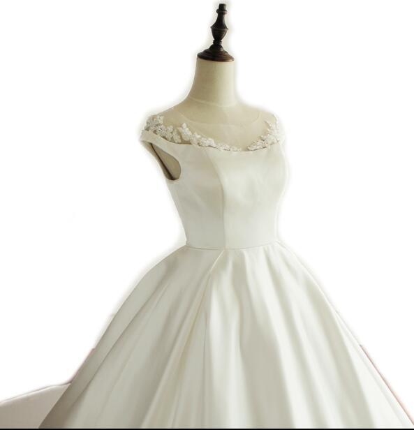 Cap Sleeves Simple Modest Wedding Dresses, Fashion Most Popular New Arrival Prom Gowns, WD0270 - SposaBridal