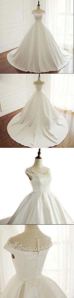 Cap Sleeves Simple Modest Wedding Dresses, Fashion Most Popular New Arrival Prom Gowns, WD0270 - SposaBridal
