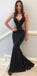 Chamring Long Mermaid V-Neck Fashion Modest Prom Dresses with Appliques, PD1382