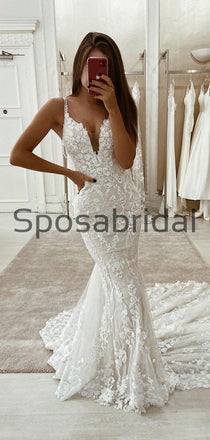 Charming Mermaid Unique Lace Vintage Tight Elegant Wedding Dresses WD0439