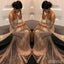 Charming Modest Long Sleeves Sequin Sparkly ELegant Formal Vintage Long Prom Dresses , PD1322